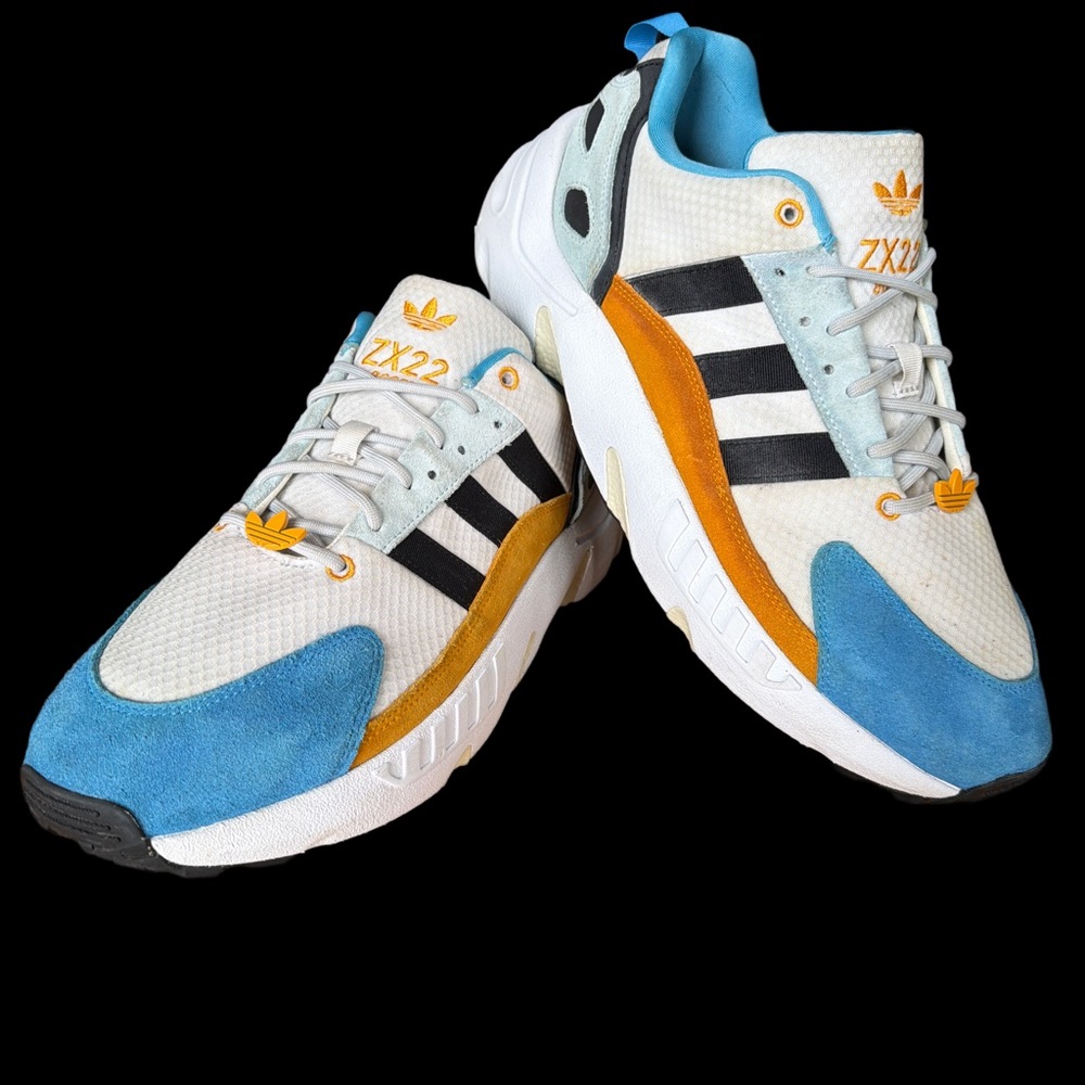 adidas ZX 22 Sneakers in Blue, White & Gold Accent Mens Size 11 EUC 2X